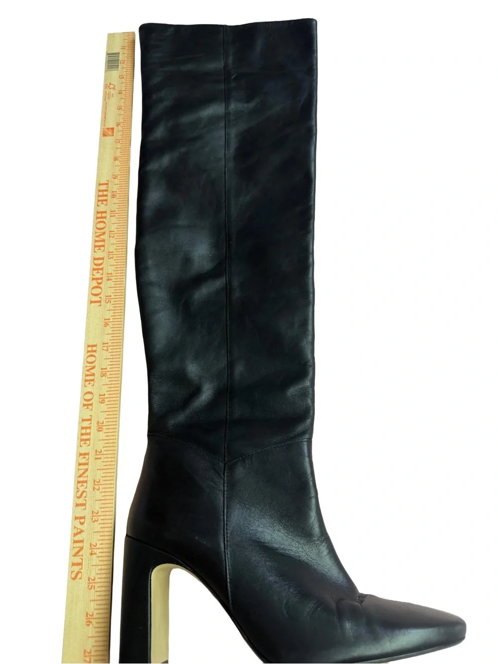 Zara Black Leather Over-the-Knee Boots-Size 40